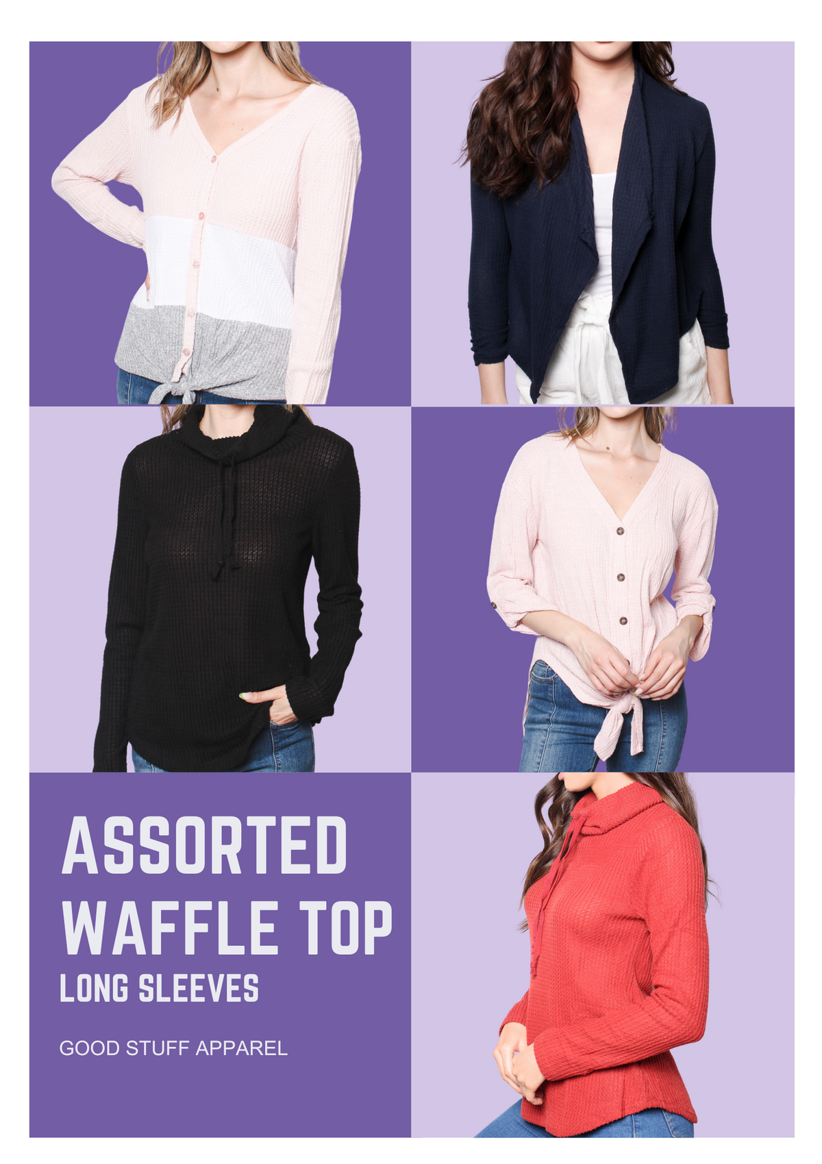 Women's Assorted Long Sleeve Waffle Top
