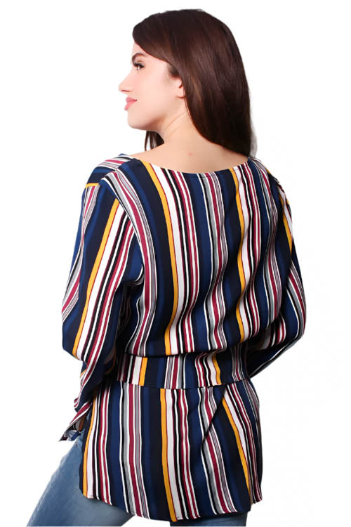 Women's Front Belted Long Sleeves Tunic Top