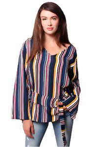 Women's Front Belted Long Sleeves Tunic Top