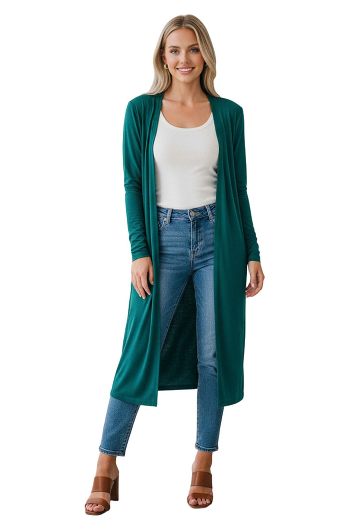 Women’s Long Sleeve Open Front Flowy Knit Duster Longline Cardigan