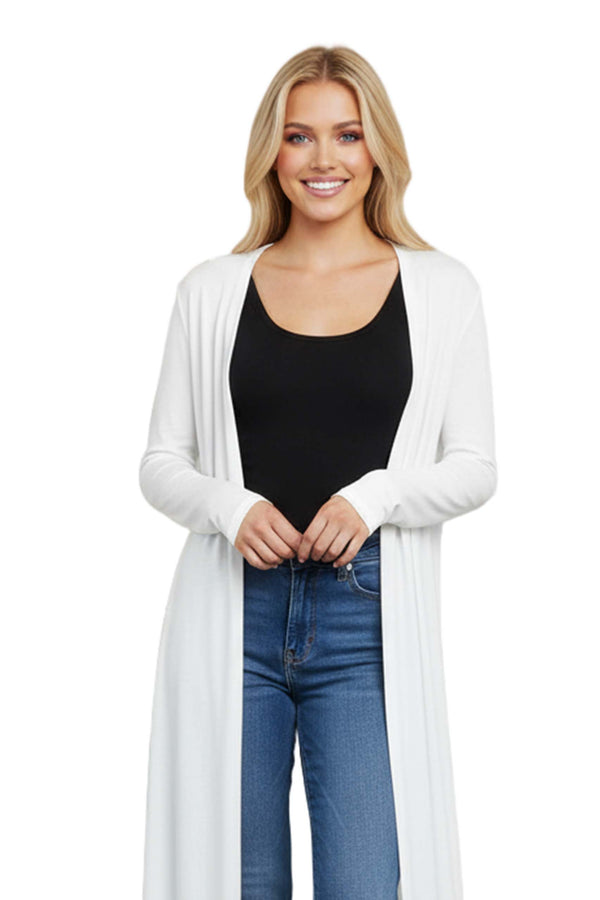 Women’s Long Sleeve Open Front Flowy Knit Duster Longline Cardigan