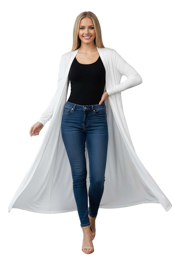 Women’s Long Sleeve Open Front Flowy Knit Duster Longline Cardigan