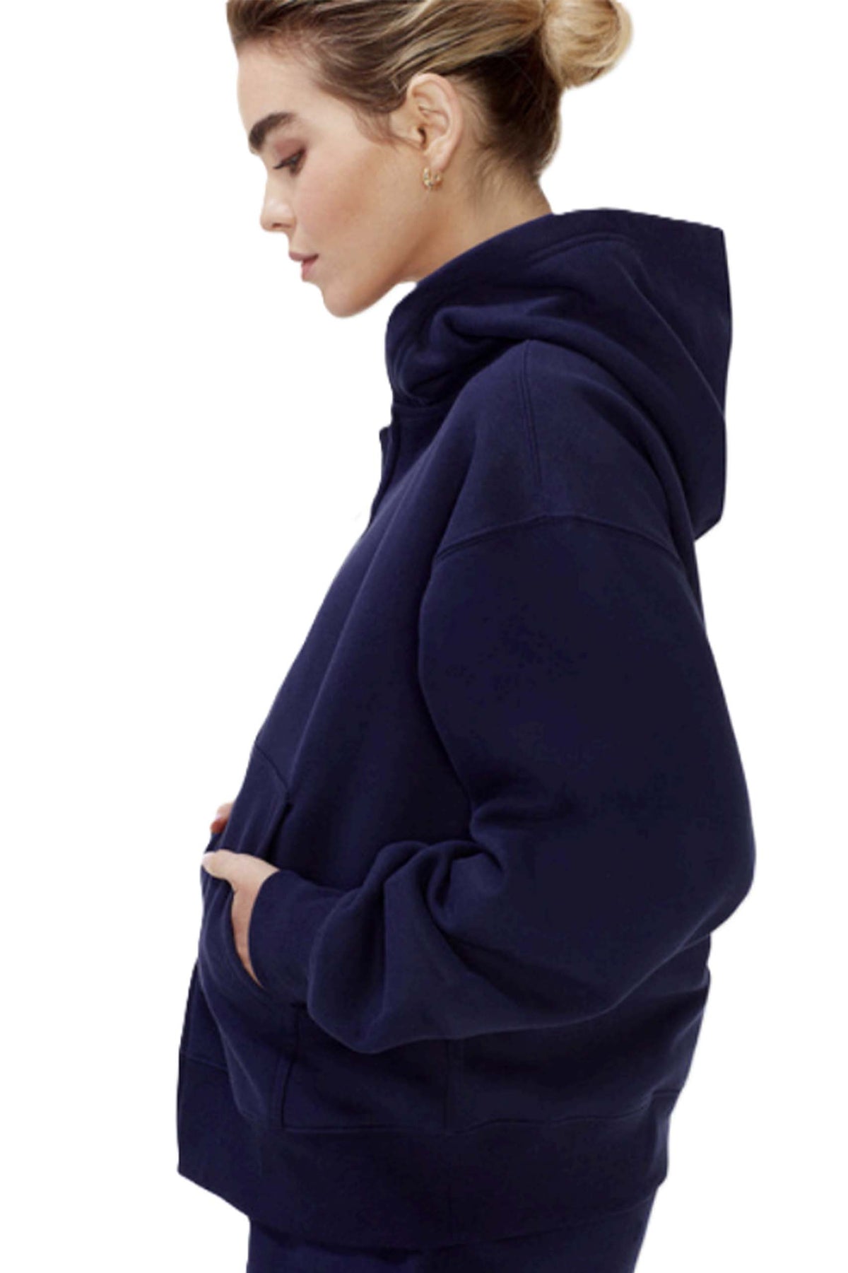 Women's Long Sleeve Boyfriend Fit Zip Fleece Hoodie