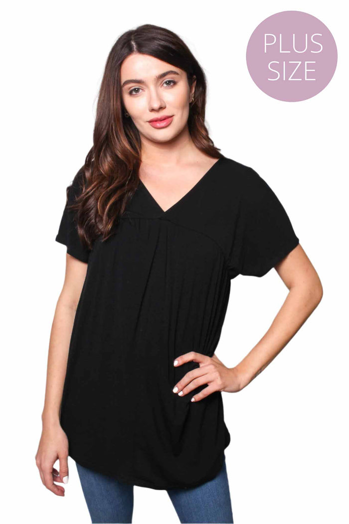 Women's Plus V-Neck Baby Doll Top