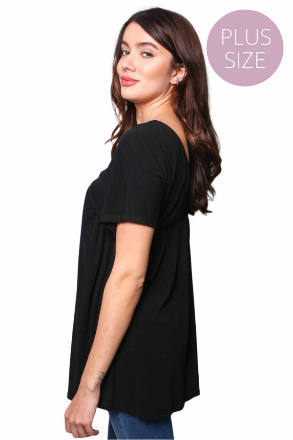 Women's Plus V-Neck Baby Doll Top