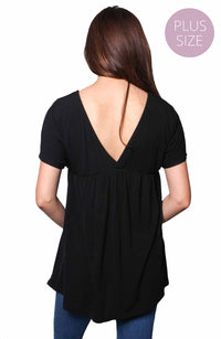Women's Plus V-Neck Baby Doll Top