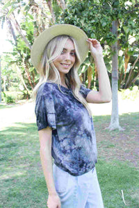 Women's Short Sleeves Crew Neck Tie Dye Crop Tee