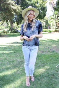 Women's Short Sleeves Crew Neck Tie Dye Crop Tee