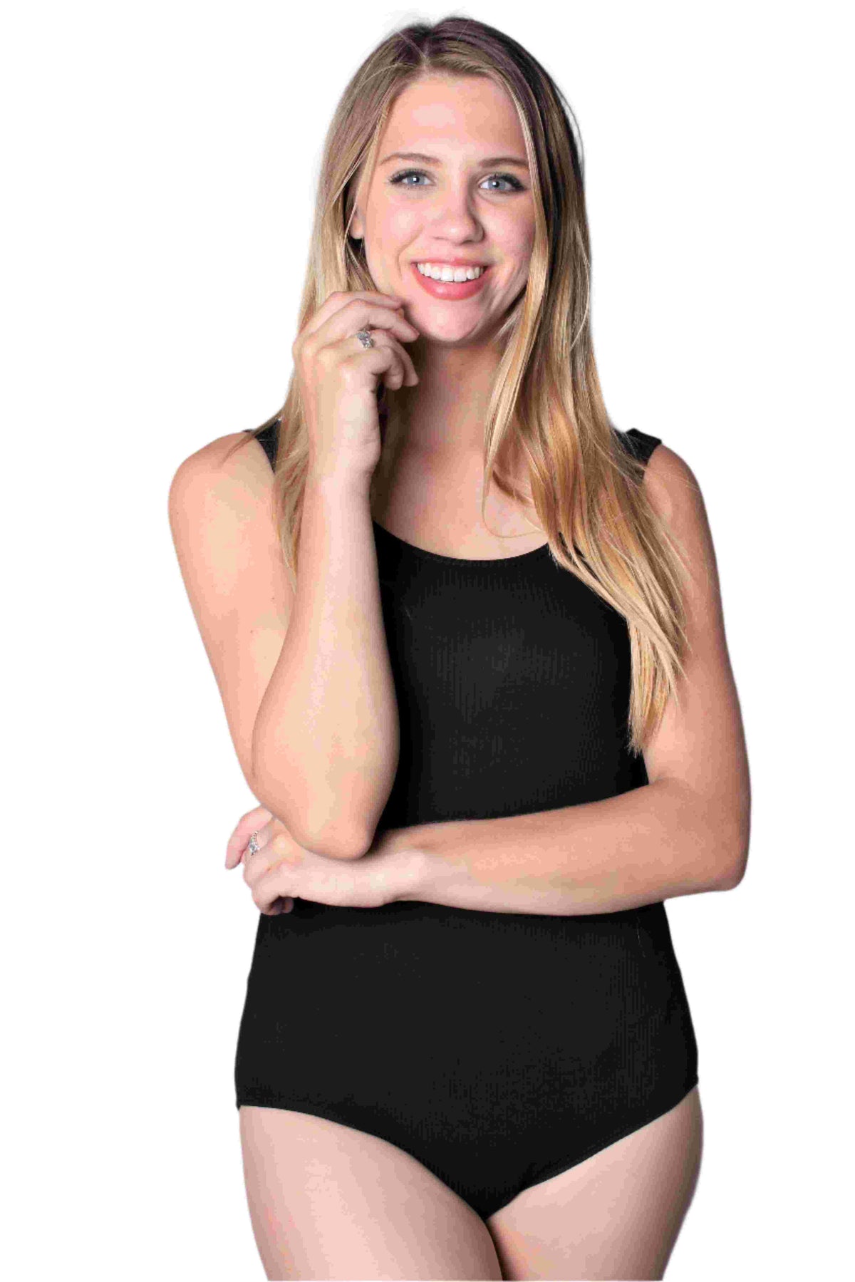 Women's Sleeveless Solid Round Neck Ribbed Bodysuit