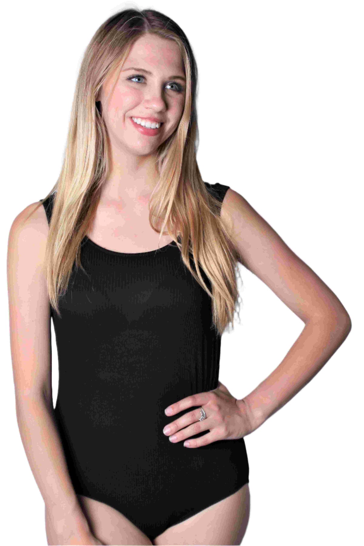 Women's Sleeveless Solid Round Neck Ribbed Bodysuit