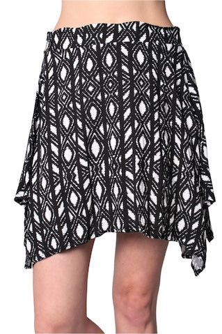 Women's Uneven Hem Printed Mini Skirt