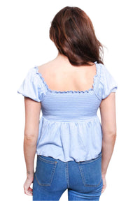 Women's Puff Sleeve Square Neck Shirred Top