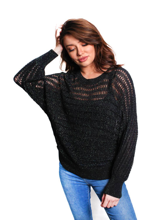 Women's Long Sleeves Openwork Knitted Sweater
