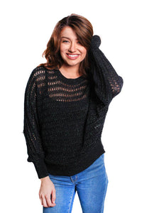 Women's Long Sleeves Openwork Knitted Sweater
