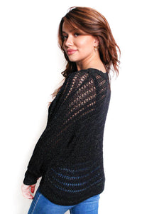 Women's Long Sleeves Openwork Knitted Sweater