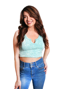Women's Sleeveless V Neck Tie Dye Cropped Top