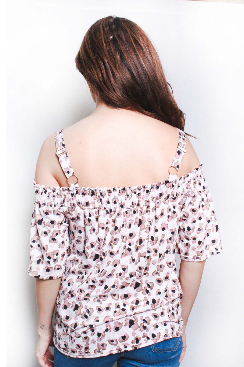 Women's Short Sleeve Strappy Floral Print Top