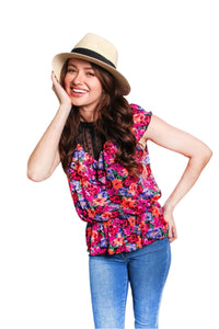 Women's Sleeveless Ruffled Floral Top