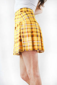 Women's High Waist Garterized Plaid Skirt