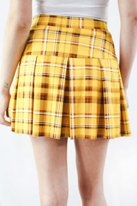 Women's High Waist Garterized Plaid Skirt
