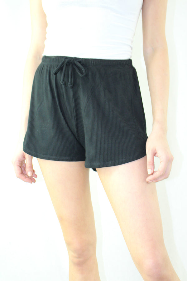 Women's Drawstring Waist Rib Knit Shorts