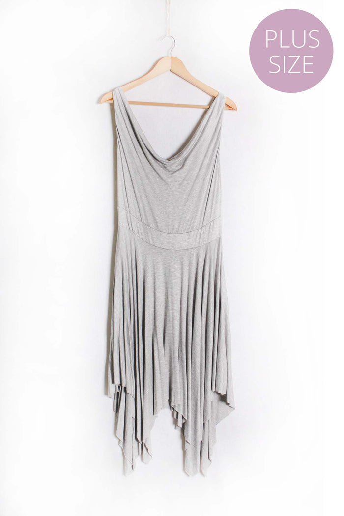 Women's Plus Sleeveless V Neck Hi Low Ruffle Hem Midi Dress