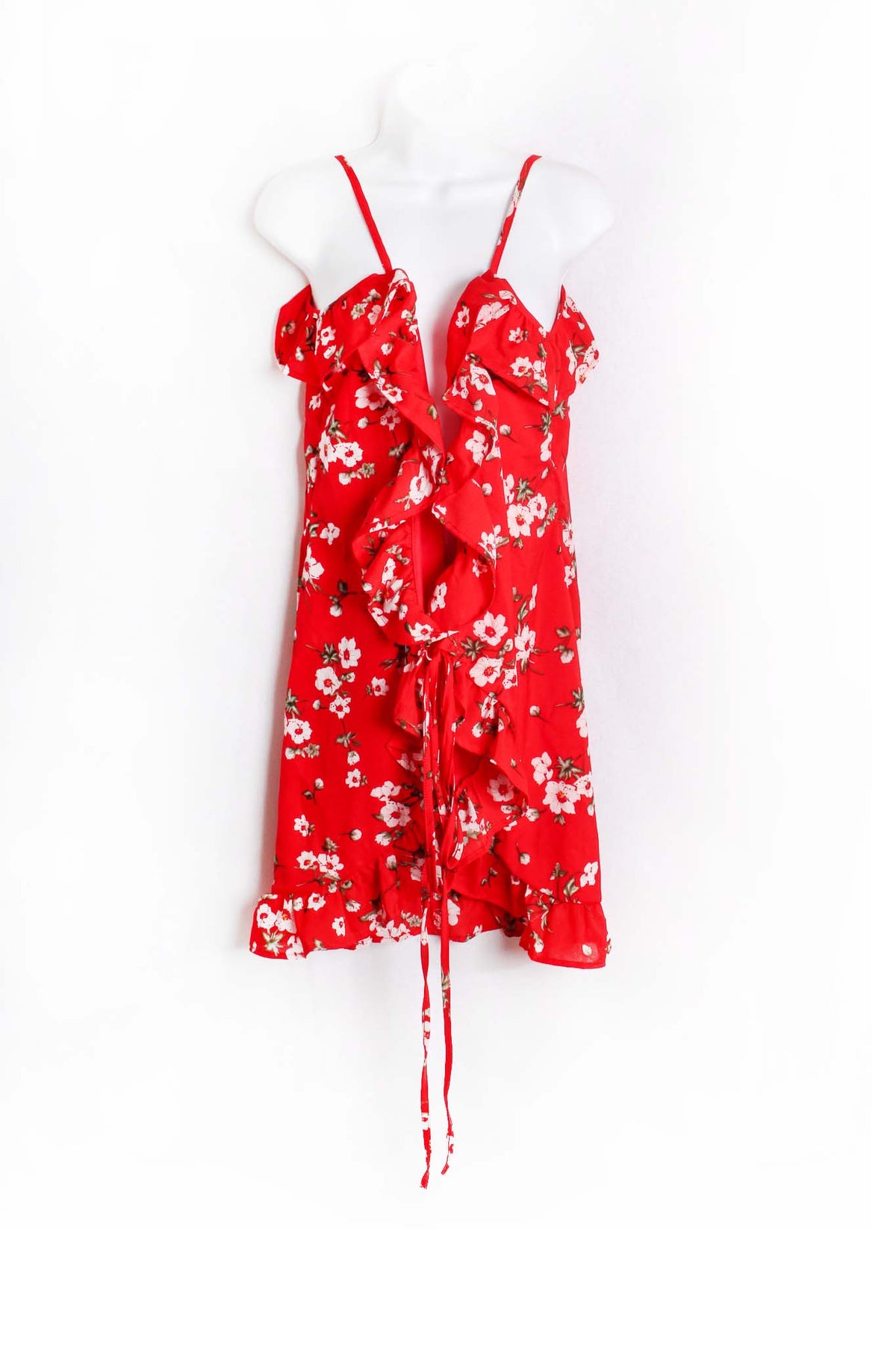 Women's Sleeveless Ruffle Detail Floral Tie Vest