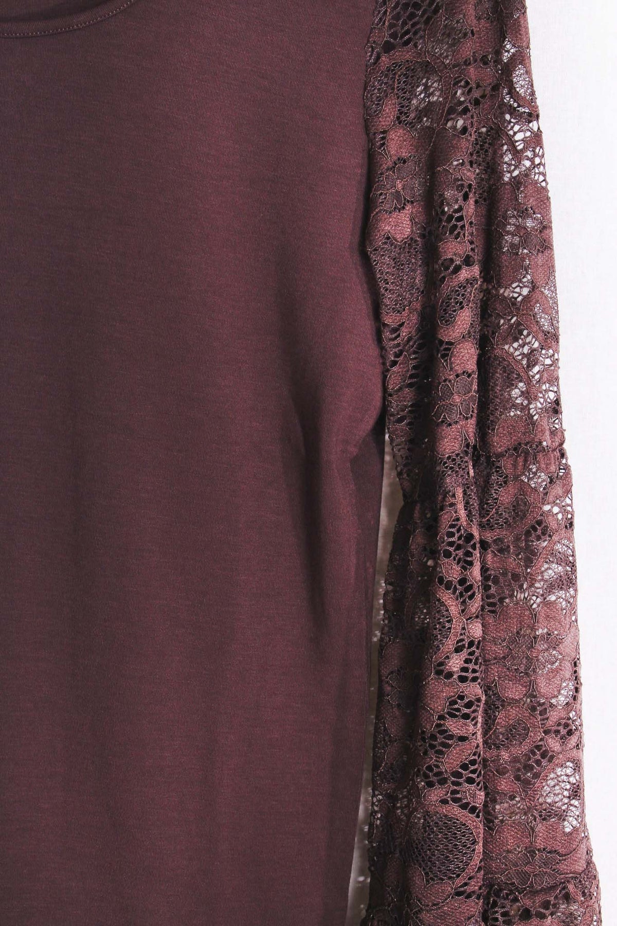 Women's Lace Long Sleeve Scoop Neck Solid Top