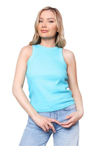 Women's Sleeveless Round Neck Ribbed Top
