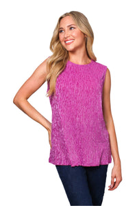 Women's Sleeveless Round Neck Metallic Detail Top