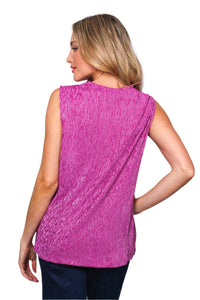 Women's Sleeveless Round Neck Metallic Detail Top