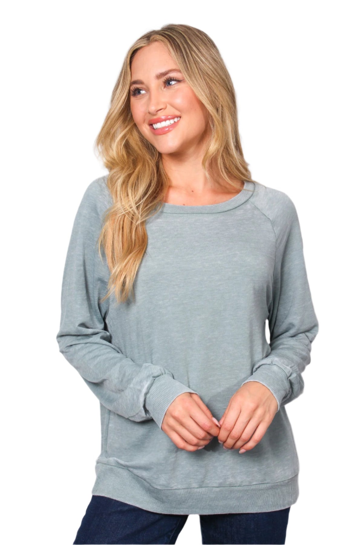 Women's Long Sleeve Rib Cuff & Hem Sweatshirt
