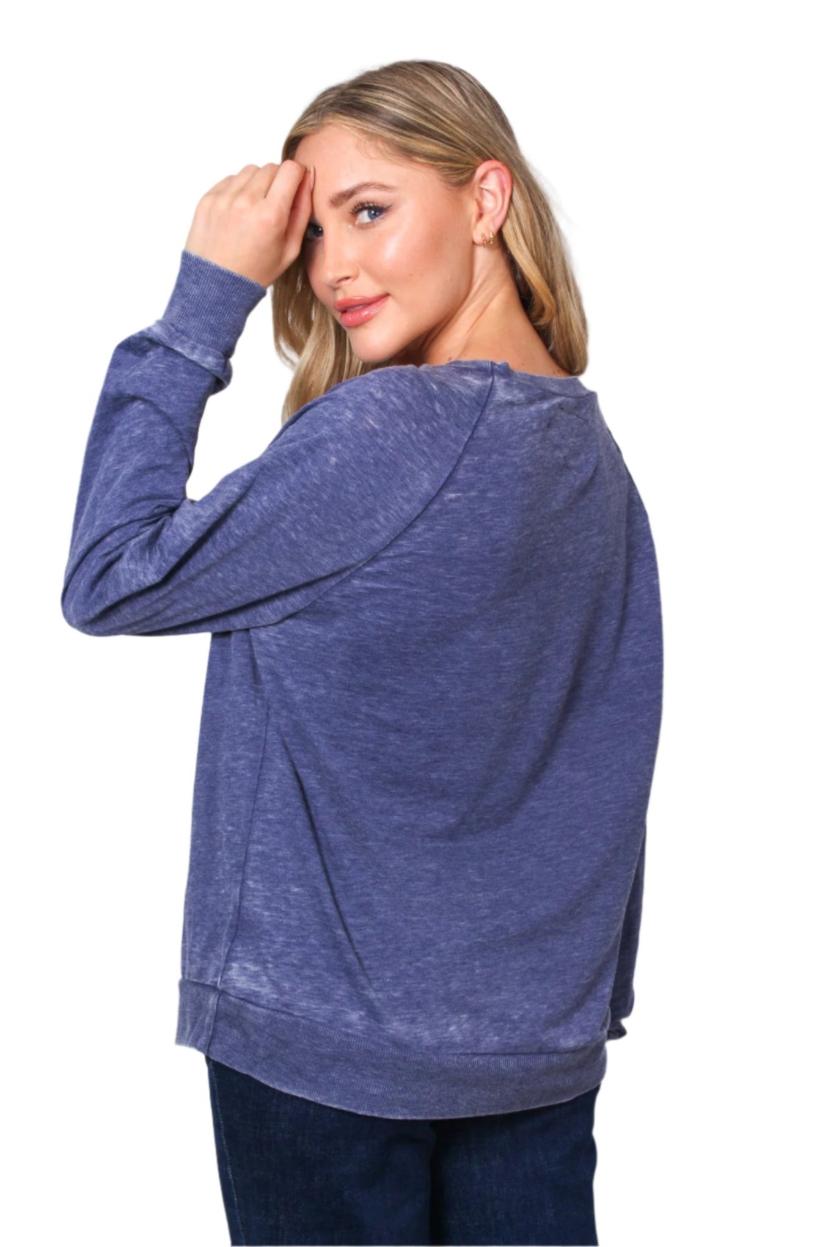 Women's Long Sleeve Rib Cuff & Hem Sweatshirt