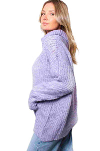 Women's Turtleneck Long Sleeves Ribbed Knit Sweater
