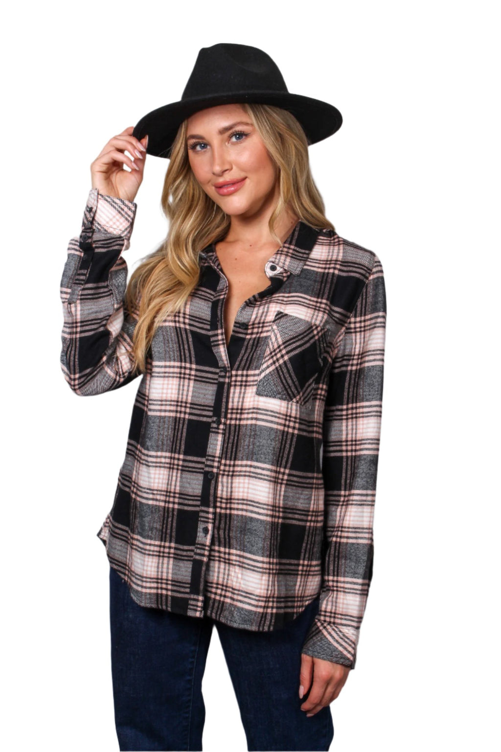 Plaid long sleeve top