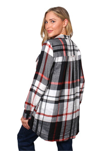Women's Long Sleeve Two Pocket Plaid Top