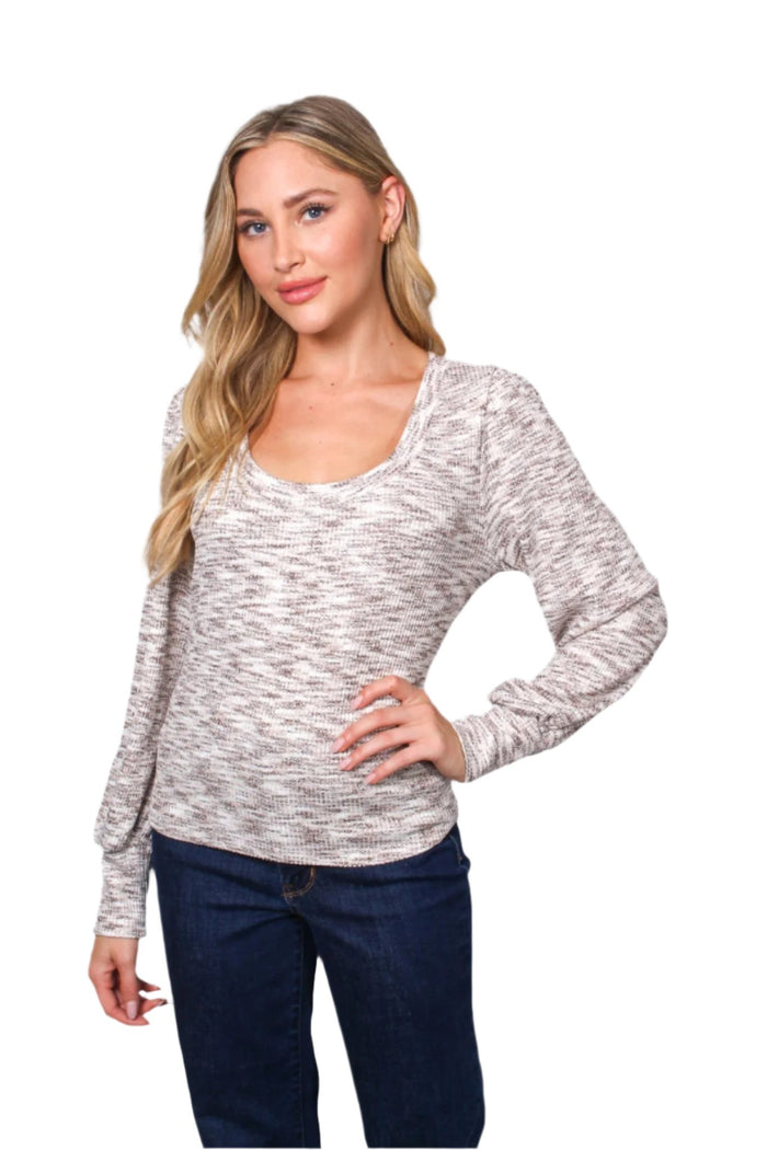 Women's Long Sleeve Scoop Neck Knitted Sweater