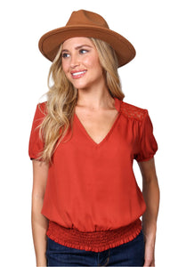 Women's Short Sleeve V-Neck Layered Ruffle Hem Top