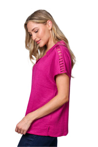 Women's Short Sleeve Collared V-Neck Knitted Blouse Top