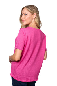 Women's Short Sleeve Lace V-Neck Knitted Top