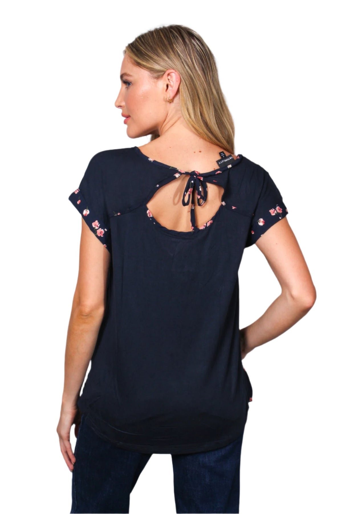 Women's Cap Sleeves V Neck Floral Top