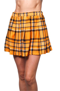 Women's High Waist Garterized Plaid Skirt