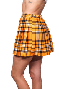 Women's High Waist Garterized Plaid Skirt