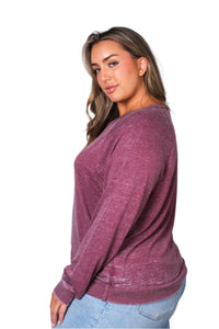 Women's Plus Long Sleeve Rib Cuff & Hem Sweatshirt