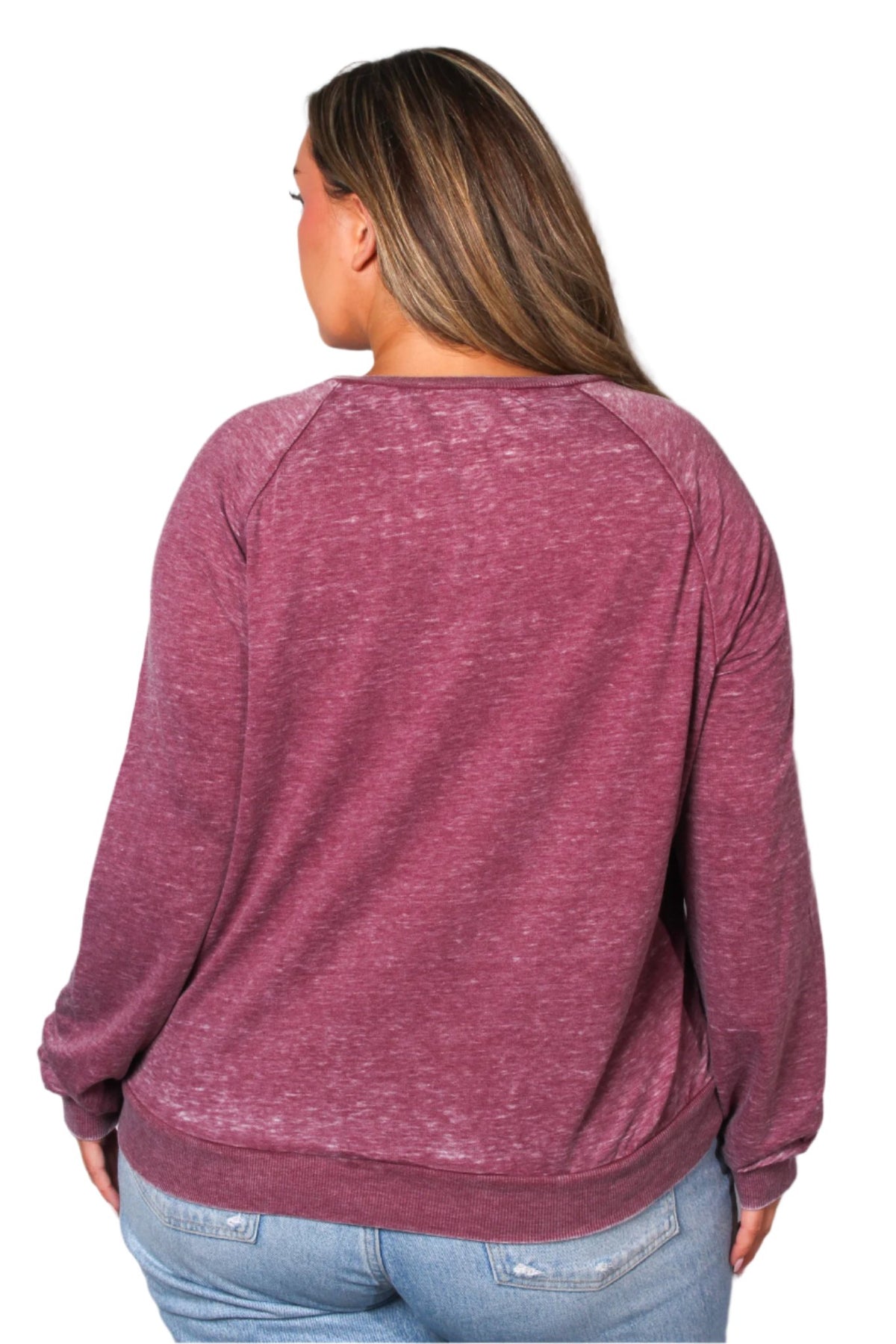 Women's Plus Long Sleeve Rib Cuff & Hem Sweatshirt