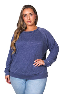 Women's Plus Long Sleeve Rib Cuff & Hem Sweatshirt