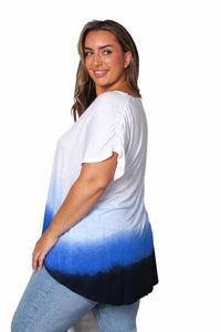 Women's Plus Short Sleeve Scoop Neck Dip Dye Top