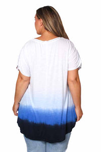 Women's Plus Short Sleeve Scoop Neck Dip Dye Top