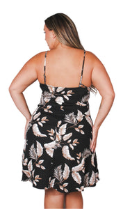Women's Plus Sleeveless Spaghetti Strap Floral Mini Dress