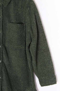Women's Long Sleeve Button Down Pocketed Teddy Sherpa Shacket